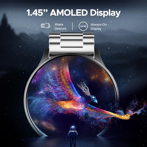 boAt Lunar Orb Smart Watch with 1.45" AMOLED Display, BT Calling, DIY Watch Face Studio, Coins, Crest App Health Ecosystem, Live Cricket&Football Scores, IP67(Steel Silver)