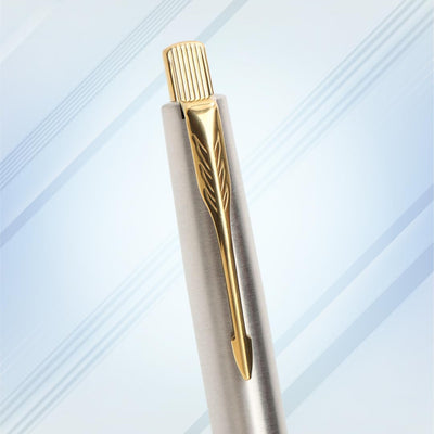 Parker Frontier Stainless Steel Gold Trim Ball Pen - Blue Ink, Pack Of 1