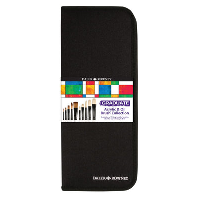 Daler-Rowney Graduate Long Handle Acrylic & Oil Zip Case Brush Set (10x Brushes)