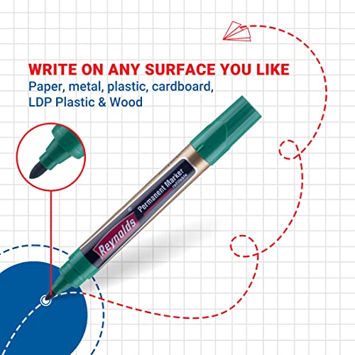 Reynolds  permanent marker - Green Ink, Pack of 10