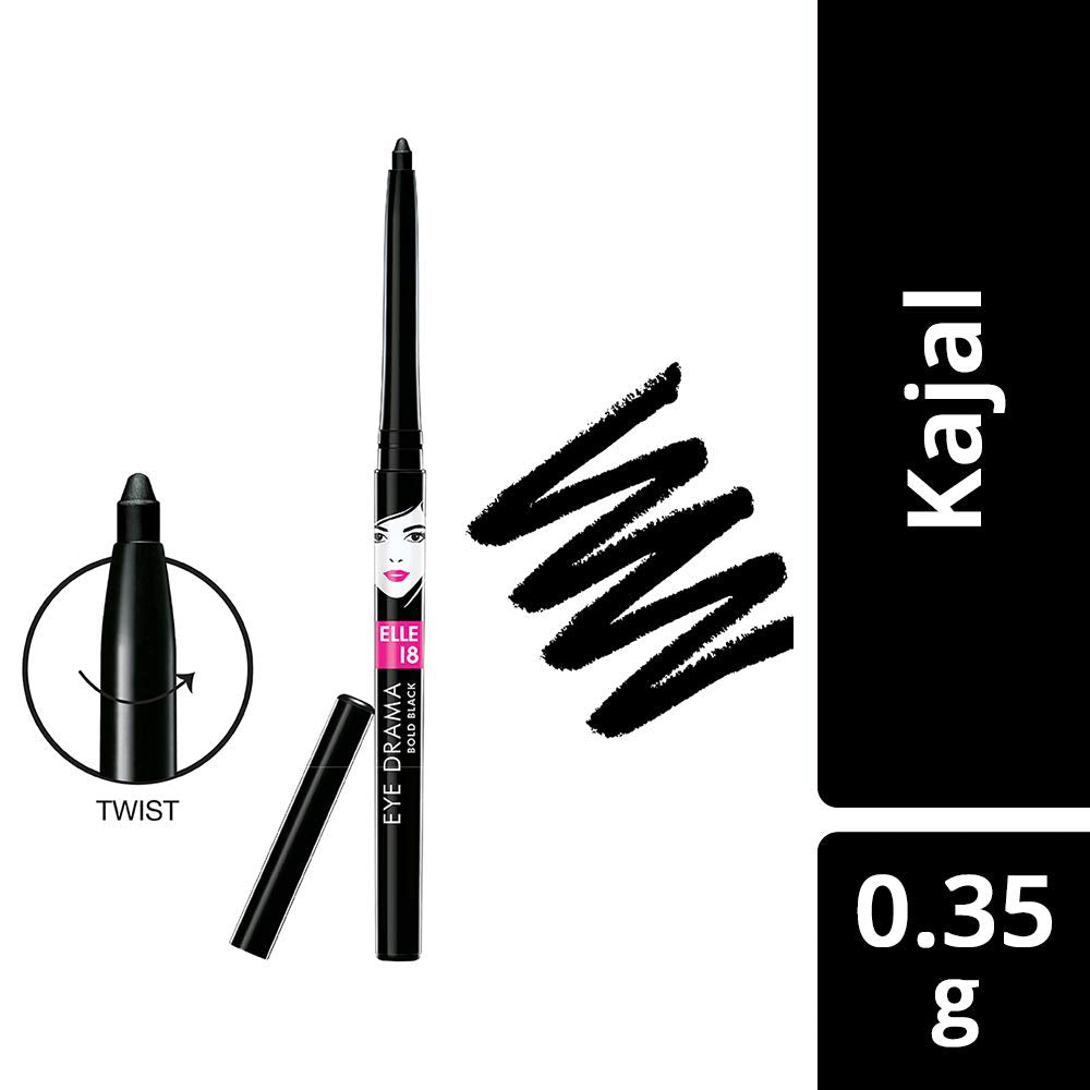 Elle 18 Eye Drama Kajal - Bold Black (0.35 gm) - Combo of 2