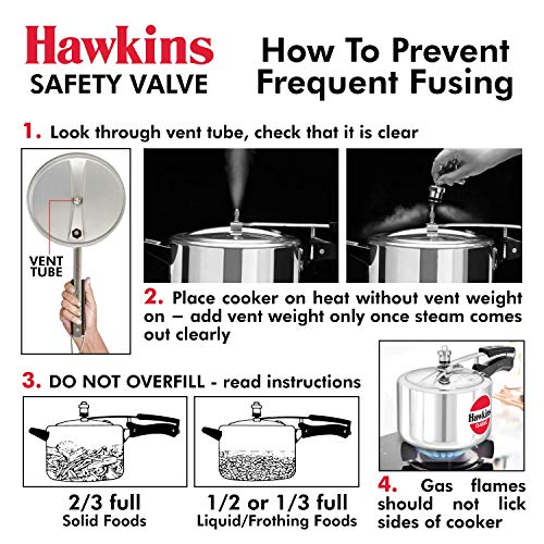 5x Hawkins Aluminium Safety Valve For All Hawkins Pressure Cookers From 1.5 Litre To 14 Litre, Black, Standard (Hsfvalce) - Pack of 5