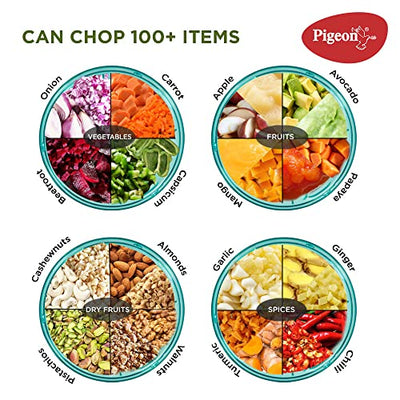 Pigeon 14515 Plastic Mini Handy Pro and Compact Chopper with 3 Blades (400 ml, Grey)