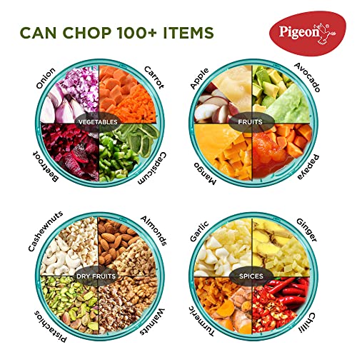 Pigeon 14515 Plastic Mini Handy Pro and Compact Chopper with 3 Blades (400 ml, Grey)