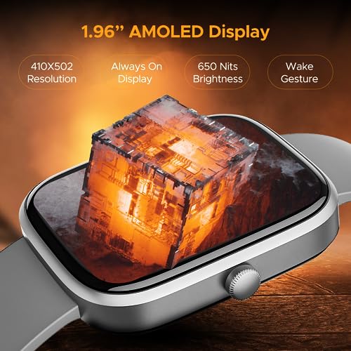 boAt Ultima Chronos Smart Watch with 1.96" AMOLED Display,Advanced BT Calling,Coins,DIY Watch Face Studio,Female Wellness,HR&SPO2 Monitoring,Energy&Sleep Score,IP67(Cool Grey)