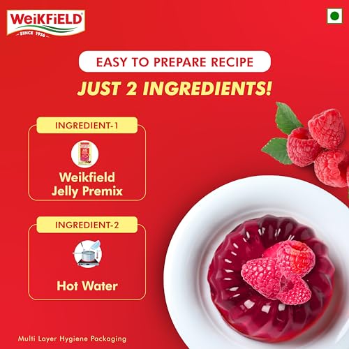 Weikfield Jelly Crystals | Raspberry Flavour| 90g Carton