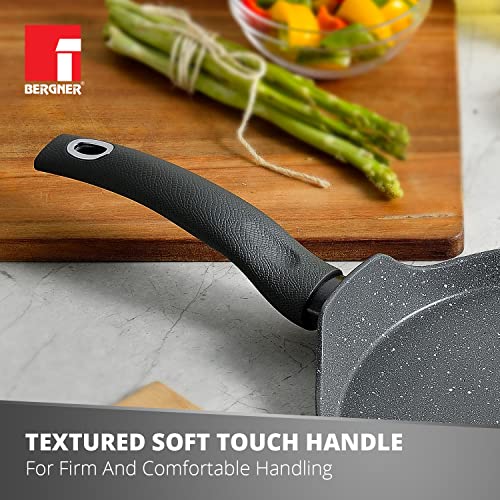 BERGNER Aluminium Orion Marble Non-Stick Tawa/Dosa Tawa 28 Cm, Induction Base, Minimum Oil Cooking, Food Safe, Grey
