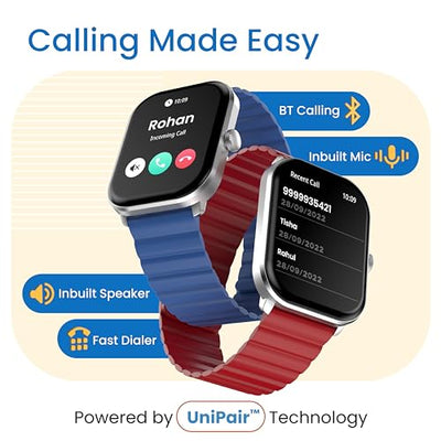 Ambrane 2.01" AMOLED Display, Bluetooth Calling SmartWatch, 1000 NITS Brightness, Functional Crown, 60Hz Refresh Rate, 100+ Sports Mode with IP68, Sp02 Tracking, 100+ Watch Faces (Glaze+, Black)