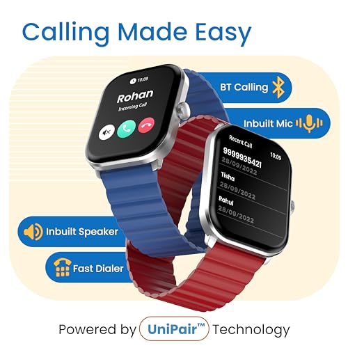 Ambrane 2.01" AMOLED Display, Bluetooth Calling SmartWatch, 1000 NITS Brightness, Functional Crown, 60Hz Refresh Rate, 100+ Sports Mode with IP68, Sp02 Tracking, 100+ Watch Faces (Glaze+, Black)