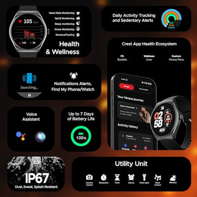 boAt Lunar Comet Smart Watch with 1.39" HD Display, Advanced Bluetooth Calling, Functional Crown, Multiple Sports Mode,100 Watch Faces, Heart Rate & SPO2 Monitoring,IP67(Active Black)
