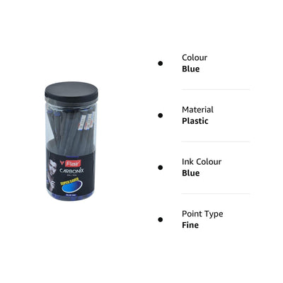 Flair 0.7mm Carbonix Ball Pen Jar Set - Blue Ink