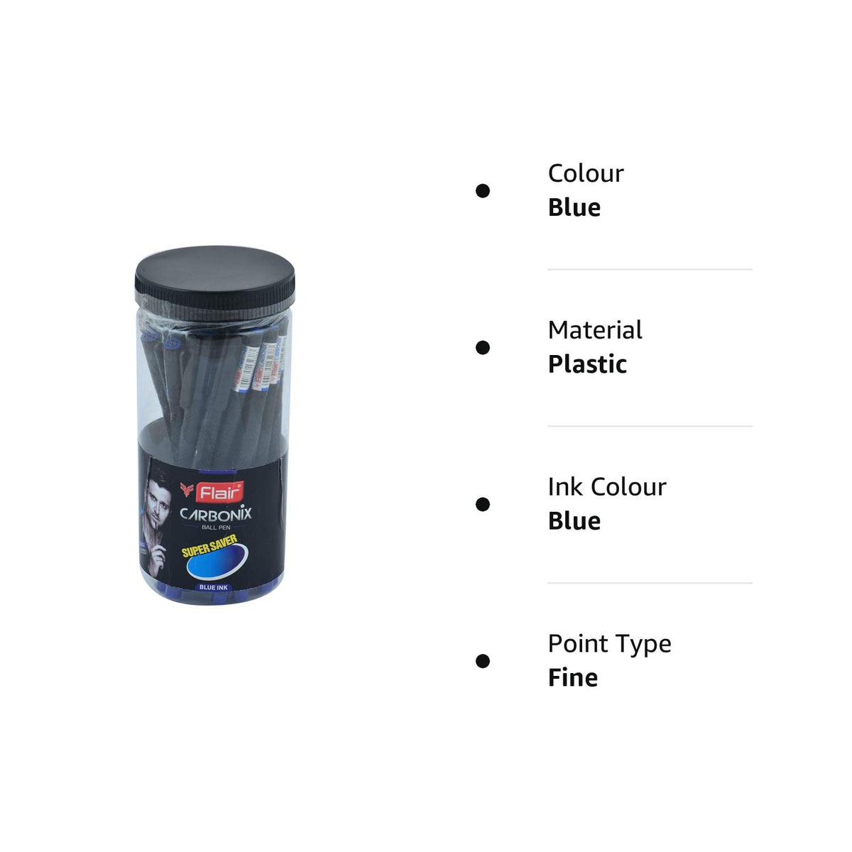 Flair 0.7mm Carbonix Ball Pen Jar Set - Blue Ink