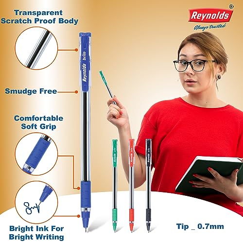 Reynolds Brite 0.7mm Ball Pen - Blue Ink, Pack of 15