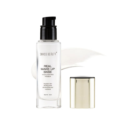 Swiss Beauty Real Makeup Base Highlighting Primer| Skin-Hydrating Poreless Primer With Natural Glow Finish For Face Makeup |Shade - Golden-Tint, 32Ml