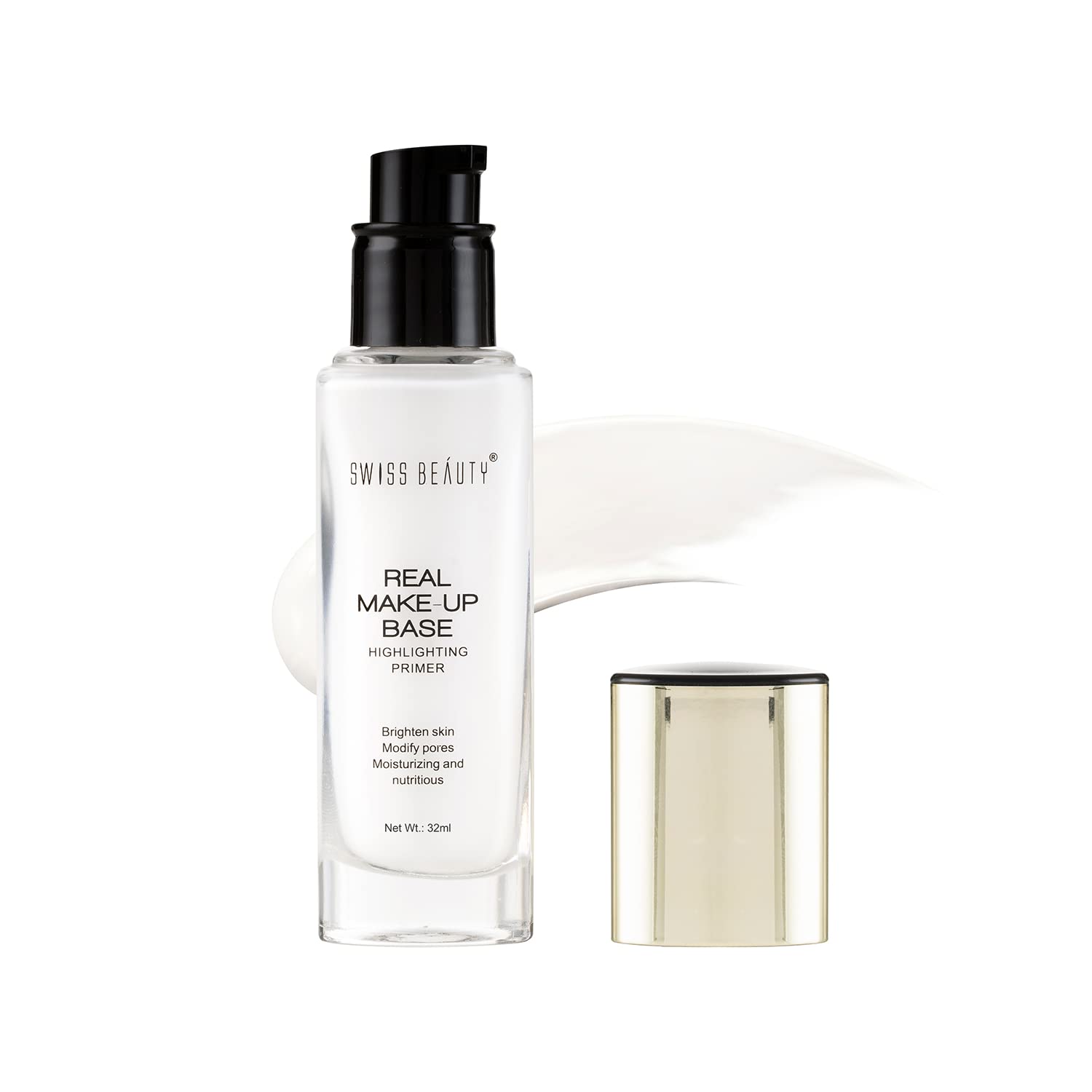 Swiss Beauty Real Makeup Base Highlighting Primer| Skin-Hydrating Poreless Primer With Natural Glow Finish For Face Makeup |Shade - Golden-Tint, 32Ml