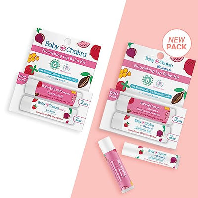 BabyChakra Nourishing Lip Balm Duo Pack for Women's & Babies/Kids, 100% Natural Ingredients, Long Lasting Non Greasy 12 Hours Moisturising, Cruelty Free (2x4.5 gm)