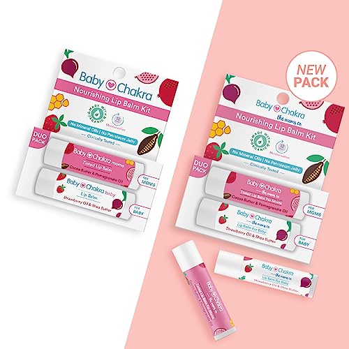 BabyChakra Nourishing Lip Balm Duo Pack for Women's & Babies/Kids, 100% Natural Ingredients, Long Lasting Non Greasy 12 Hours Moisturising, Cruelty Free (2x4.5 gm)