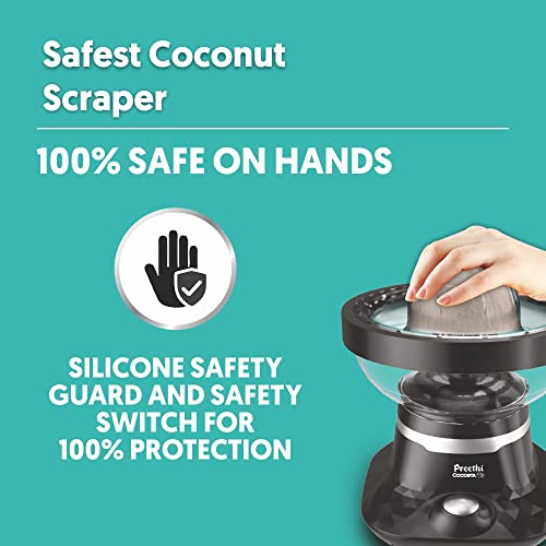 Preethi Cocosta Kp001 Coconut Scraper&Citrus Juicer,100% Safe Dual Protection Scraper With Safety Switch&Silicon Cap,Spillage Free Collection Bowl,100 Watt,2Yr Guarantee,