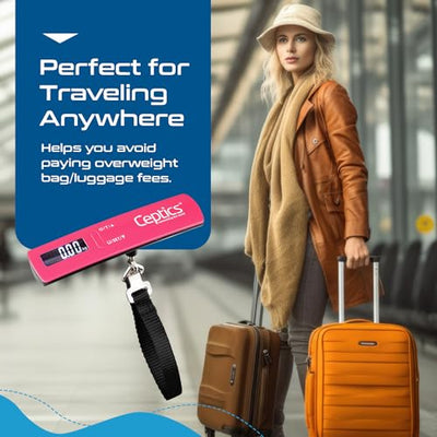 Ceptics weight machine for luggage weighing scale, luggage weighing scale capable capacity up to 50 Kg, weighing machine for luggage with LCD display luggage scale for bags, home, shop - PINK