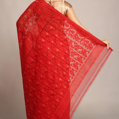 BENGAL HANDLOOM Women's Cotton Silk Dhakai Bbd2 Soft Jamdani Sarees - Green