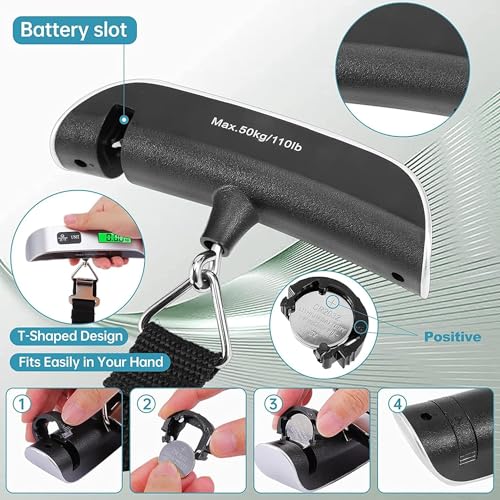COOFANDY Portable Handy Pocket Smile Mini Electronic Digital Luggage, Hanging Scale with Backlit LCD Display, Travel Weight, Portable Weighing Scale with Hook, Temperature Sensor Battery Included