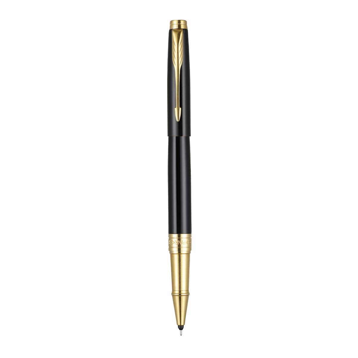 Parker Aster Laque Black Roller Ball Pen with Wallet ( Gold Trim)