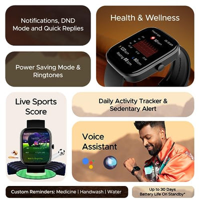 boAt Ultima Chronos Smart Watch with 1.96" AMOLED Display,Advanced BT Calling,Coins,DIY Watch Face Studio,Female Wellness,HR&SPO2 Monitoring,Energy&Sleep Score,IP67(Active Black)