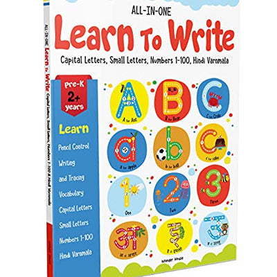 All in one Learn to write Capital letters Small letters Numbers 1 100 Hindi Varnmala