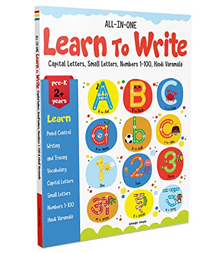 All in one Learn to write Capital letters Small letters Numbers 1 100 Hindi Varnmala