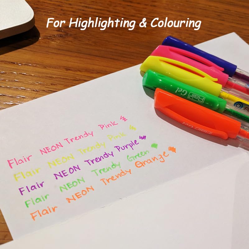 Flair Trendy Neon 10 Pcs Gel Pen, Bilster Pack  Multicolour