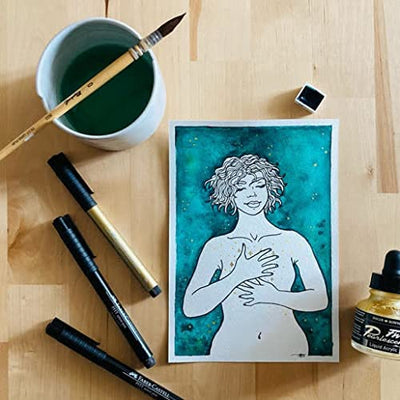 Canson Montval 24x32cm Natural White Cold Pressed 300 GSM Watercolour Paper, Long Side Glued (Pad of 100 Sheets)