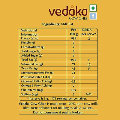 Amazon Brand - Vedaka Cow Ghee | 1 Litre Jar | Rich Aroma