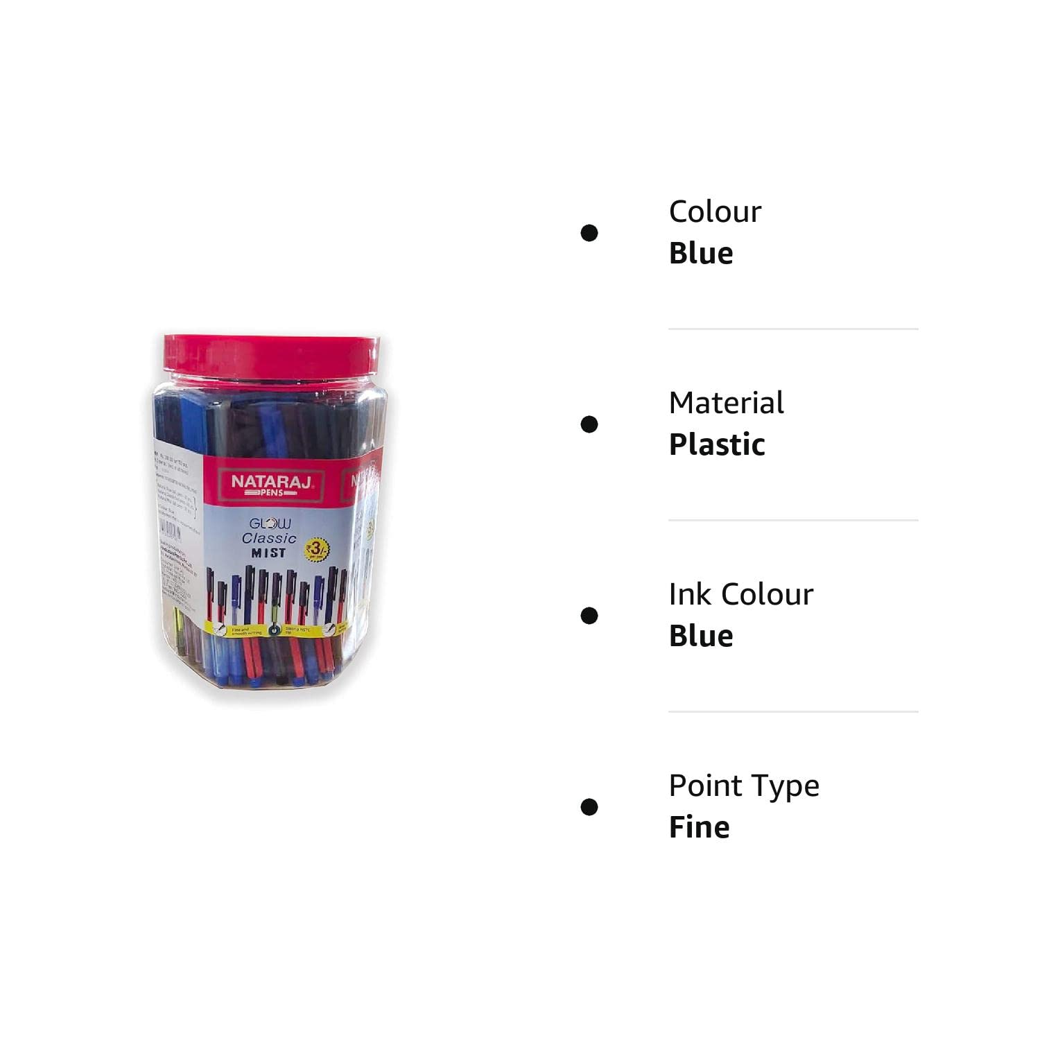 Nataraj Gcm Ball Pen Jar - Glow Classic & Mist Mixed In Jar - Pack of 100