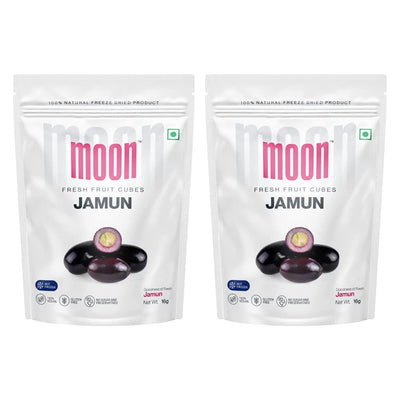 Moon Freeze Dried Jamun Cubes | Healthy Jamun Snack | 100% Natural, Vegan, No Preservatives, No Added Sugar Gluten Free Snack for Kids and Adults | (16Gm) Pack of 2