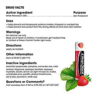 Chapstick Classic Lip Balm, Triple Pack, Strawberry, 0.15oz