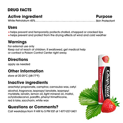 Chapstick Classic Lip Balm, Triple Pack, Strawberry, 0.15oz