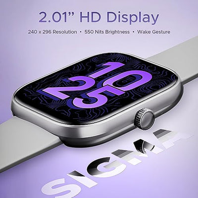 boAt Wave Sigma Smartwatch with 2.01" HD Display,Bluetooth Calling, Coins, DIY Watch Face Studio, 700+ Active Modes, HR&SpO2 Monitoring, Energy and Sleep Scores,IP67(Cool Grey)