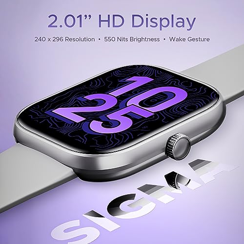 boAt Wave Sigma Smartwatch with 2.01" HD Display,Bluetooth Calling, Coins, DIY Watch Face Studio, 700+ Active Modes, HR&SpO2 Monitoring, Energy and Sleep Scores,IP67(Cool Grey)