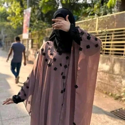 BURAQUE DESIGNER Nida fabric Free Size Muslim Burqa/Abaya & Burkha Dress for Muslim women and Girl's (F06-Brown-Burkha)