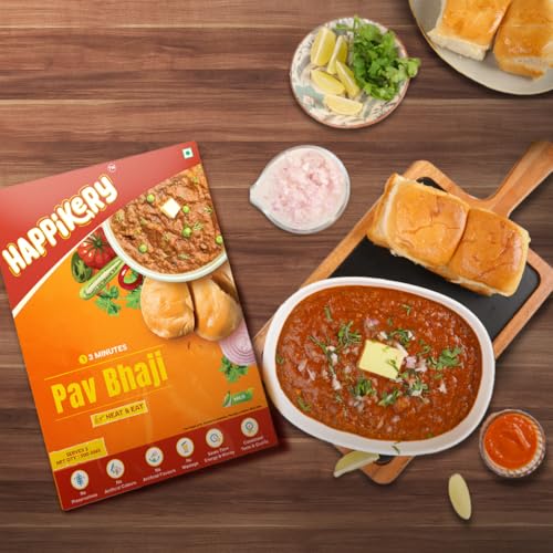 Happikery Instant Ready to Cook Pav Bhaji Gravy | Pav Bhaji Masala Curry Paste | Just Add Aloo (Potato) | Ready in 3 Mins | (Veg Mix, Upto 5-7 Servings) | Made with Ghee | No Preservatives | 1Kg