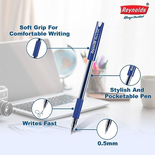 Reynolds Meragel 0.5mm Gel Pen - Blue Ink, Pack of 15 – Himkhand