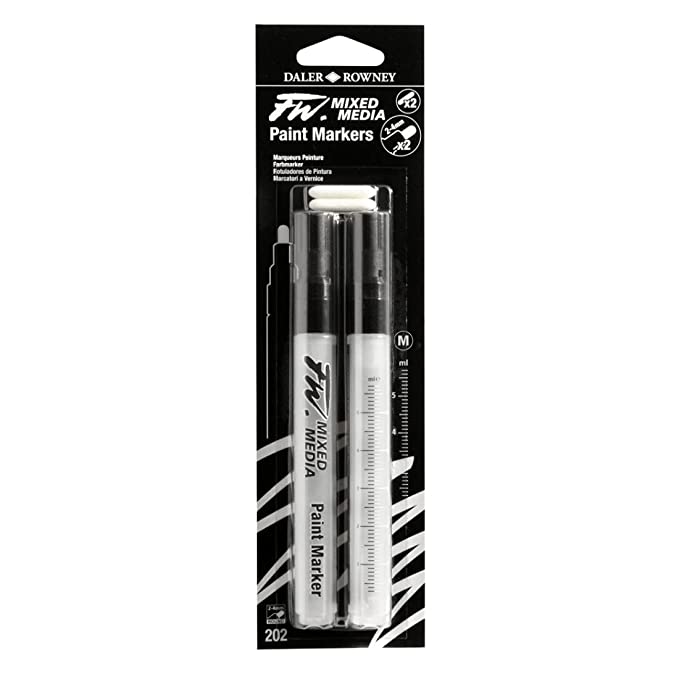 Daler-Rowney Fw 2-4Mm Mixed Media Paint Marker Set (2 X Medium Barrels- Round Nibs)