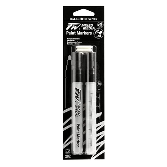 Daler-Rowney Fw 2-4Mm Mixed Media Paint Marker Set (2 X Medium Barrels- Round Nibs)