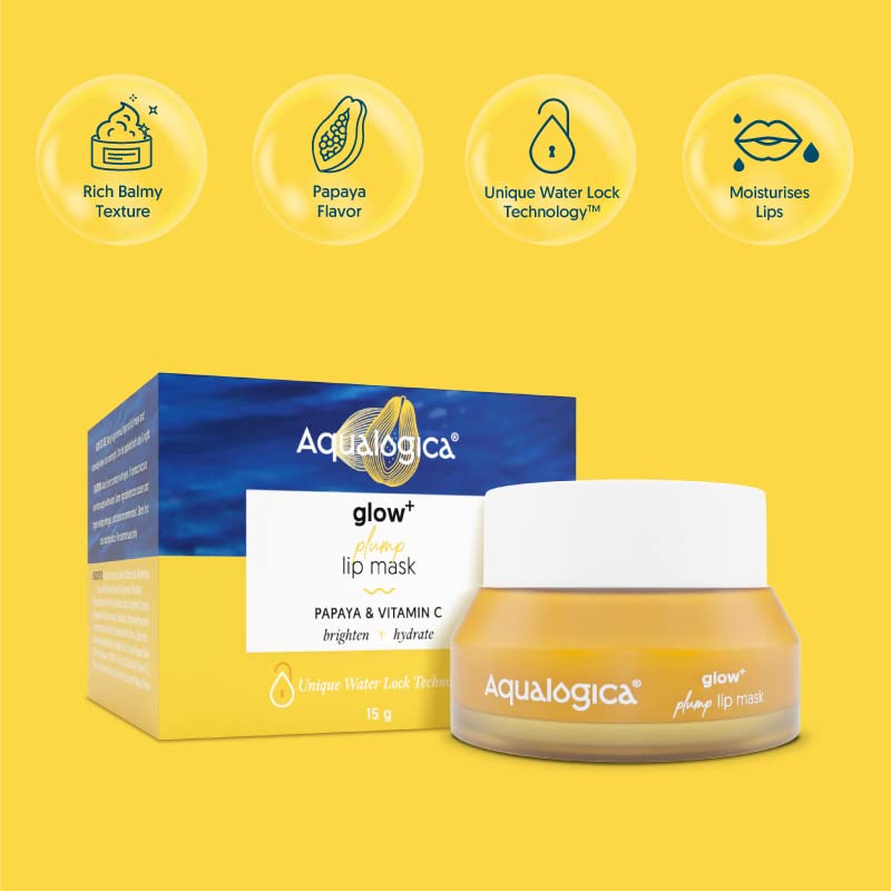 Aqualogica Glow+ Plump Lip Balm with Papaya and Shea Butter - Lip Mask for Heals, Pigmented Lips & Hydrates Chapped Lips for Women & Men -15g
