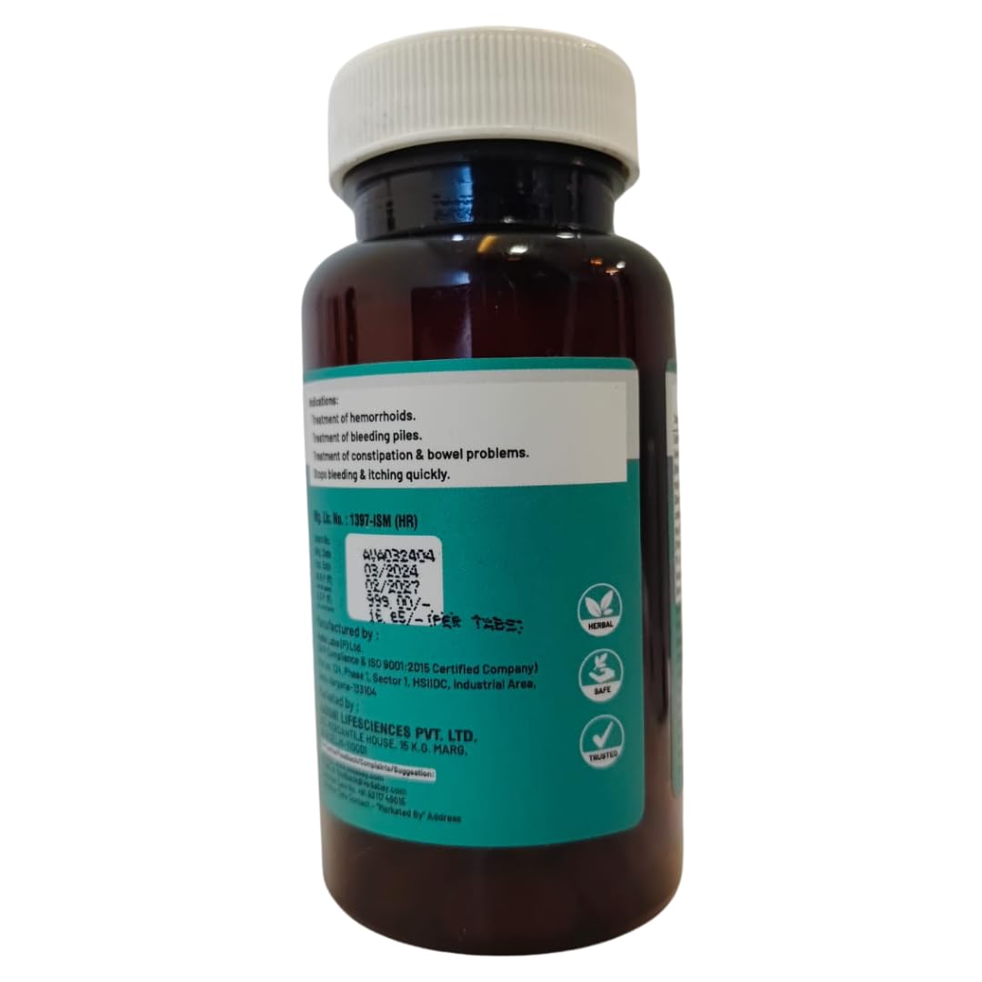 Vedabay Piles Care Tablets, Comprehensive Solution for Hemorrhoids and Fissures, 60 Tablets