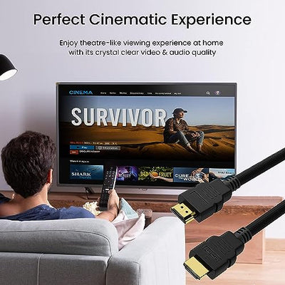 Ambrane 1.5m High Speed HDMI Cable Supports 3D, 4K, ARC & CEC Extension, Gold Plated Connectors, Compatible with HDMI-Enabled TV, Set Top Box, Blu-ray, Gaming Consoles (AHDMS-15 Black)