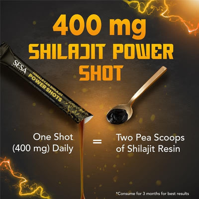 Sesa Himalayan Shilajit Power Shots | 30 Sticks | 400mg Pure Shilajit with Organic Honey | Lab Certified, 70%+ Fulvic Acid | Boosts Energy, Stamina & Immunity | 100% Ayurvedic | No Sugar Adulteration & Additives