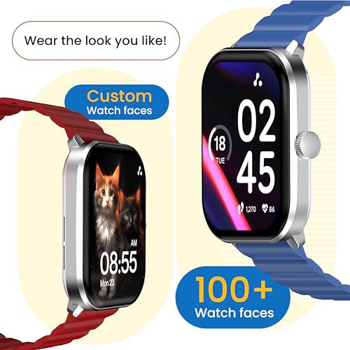 Ambrane 2.01" AMOLED Display, Bluetooth Calling SmartWatch, 1000 NITS Brightness, Functional Crown, 60Hz Refresh Rate, 100+ Sports Mode with IP68, Sp02 Tracking, 100+ Watch Faces (Glaze+, Black)