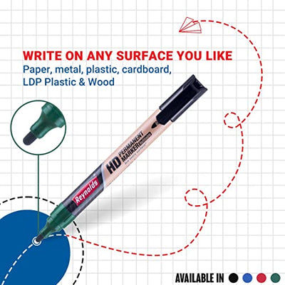 Reynolds HD permanent marker - Black Ink, Pack of 5
