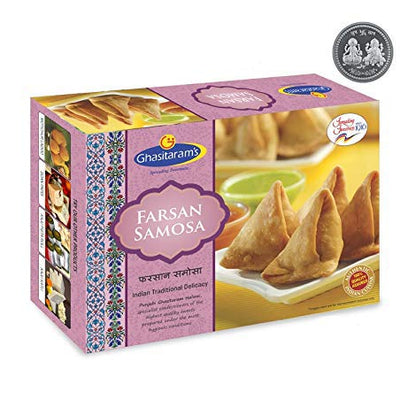 3x GHASITARAM'S  Farsan Samosa With Free Silver Plated Coin, 300 gm each - Pack of 3